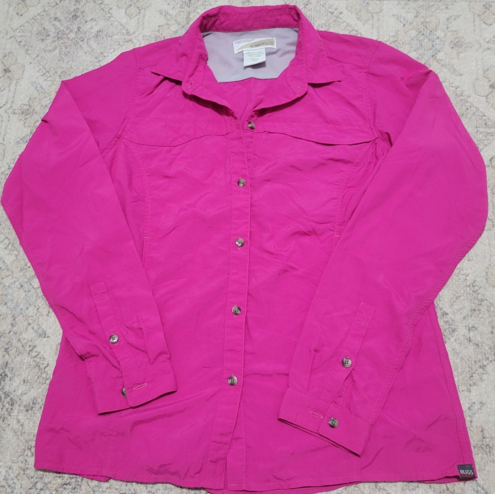 ExOfficio Insect Shield Button Down Shirt Pink Women’s Outdoor Hiking Top